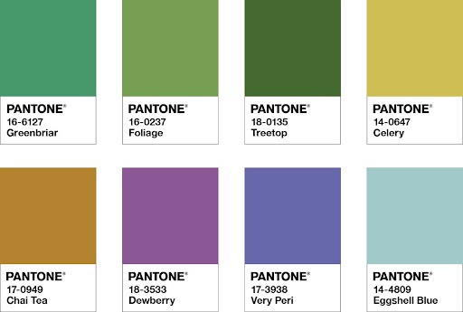  Oito quadrados, cada um com uma cor da paleta Wellspring, da Pantone.