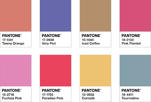 Oito quadrados, cada um com uma cor da paleta Amusements, da Pantone.