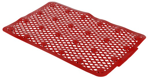  Um tapete de plástico flexível da Astra na cor “Bordô”.